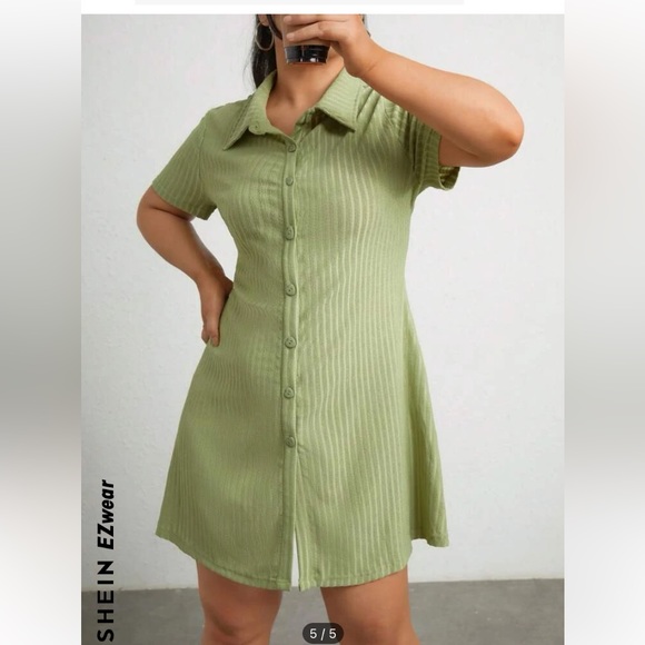 Button Front Rib Knit Dress - Picture 5 of 5